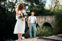 The bride and groom in nature. Rustic Wedding