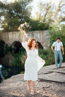 The bride and groom in nature. A wedding in the style of boho